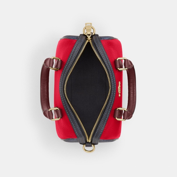 New ❤️💙Coach Red/Navy Mini Rowan Crossbody Bag In Colorblock Signature Canvas - Picture 6 of 7
